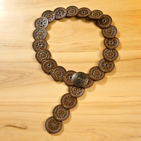 na Accessories - Women Wide Boho Disc Faux Leather Belt Vintage Western OSFM